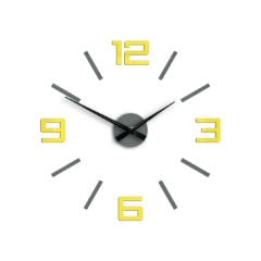 Moderné nástenné hodiny SILVER XL GREY-YELLOW greyyellow