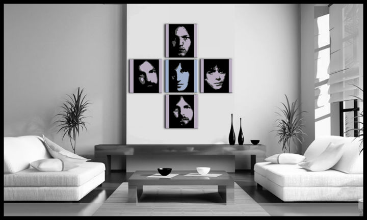 Ručne maľovaný POP Art obraz Pink Floyd 4 dielny  pf