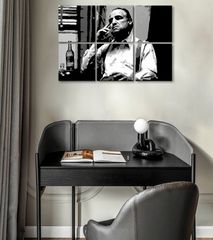 Najväčší mafiáni na plátne The Godfather - Vito Corleone s fľaškou škótskej 120x80 cm